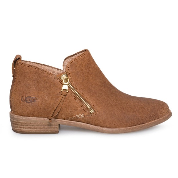 UGG GLEE Dark Chestnut Leather Booties 1020262 Size 7 - Picture 1 of 11